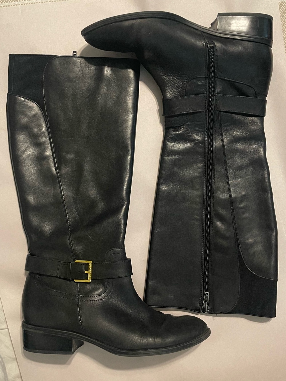 Lauren Ralph Lauren Makenzie Black Leather Knee-High Riding Boots 7.5B